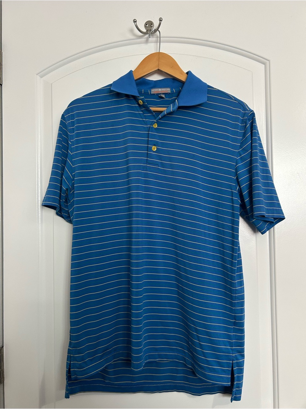 Peter Millar Blue Striped Summer Comfort Men's Polo Shirt Size XL Golf Preppy